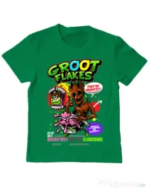 Tricou ADLER copil Groot flakes Verde mediu