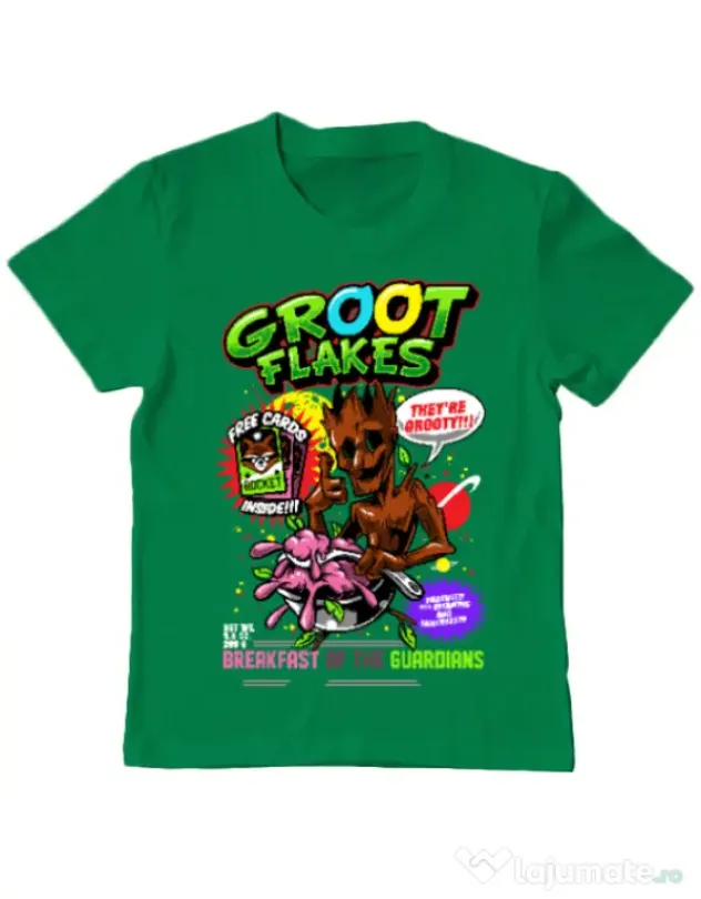 Tricou ADLER copil Groot flakes Verde mediu