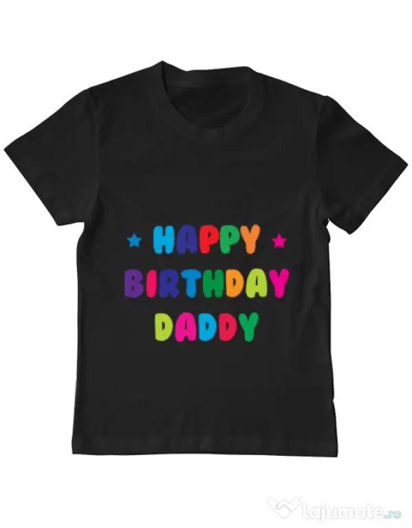 Tricou ADLER copil Happy Birthday Daddy Negru