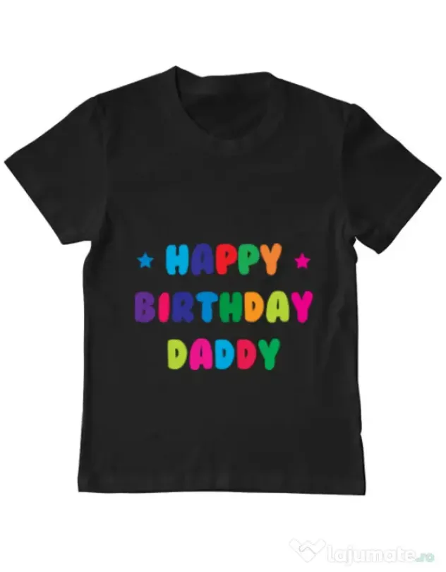 Tricou ADLER copil Happy Birthday Daddy Negru
