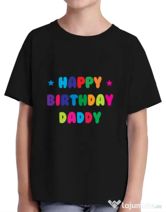 Tricou ADLER copil Happy Birthday Daddy Negru