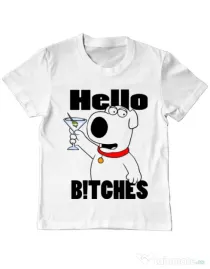 Tricou ADLER copil Hello bitches Alb