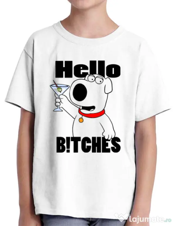 Tricou ADLER copil Hello bitches Alb