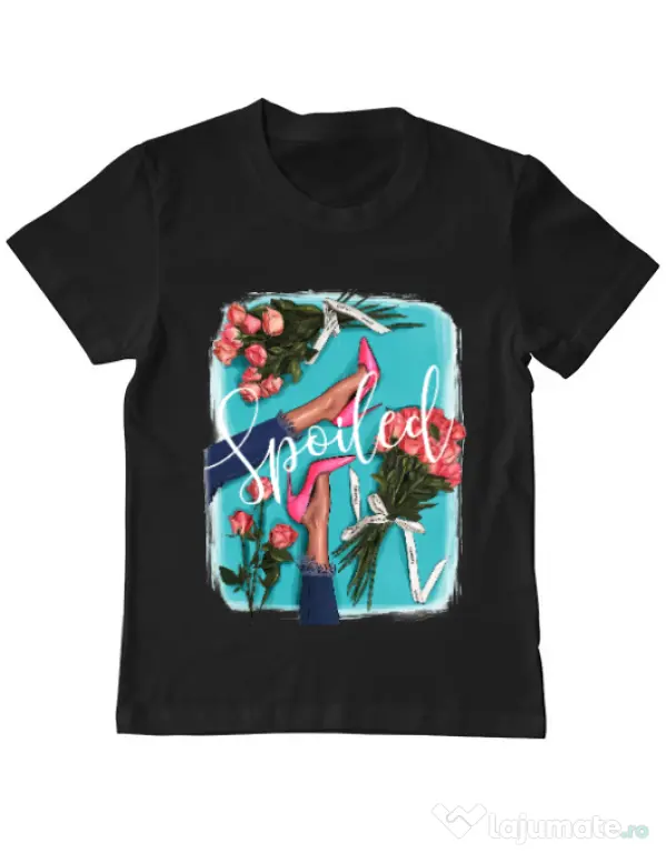 Tricou ADLER copil High Heels and roses Negru