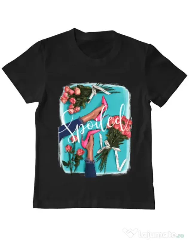 Tricou ADLER copil High Heels and roses Negru