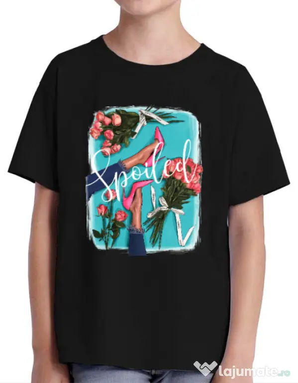 Tricou ADLER copil High Heels and roses Negru