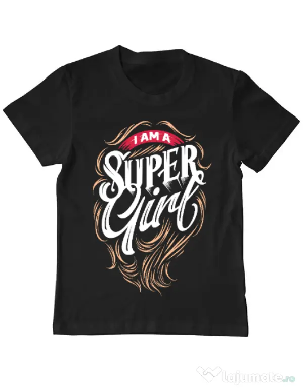Tricou ADLER copil I am a Super Girl Negru