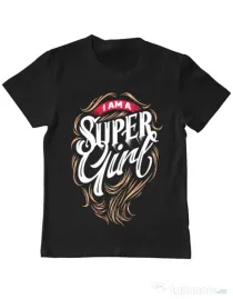 Tricou ADLER copil I am a Super Girl Negru