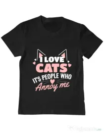 Tricou ADLER copil I love cats Negru