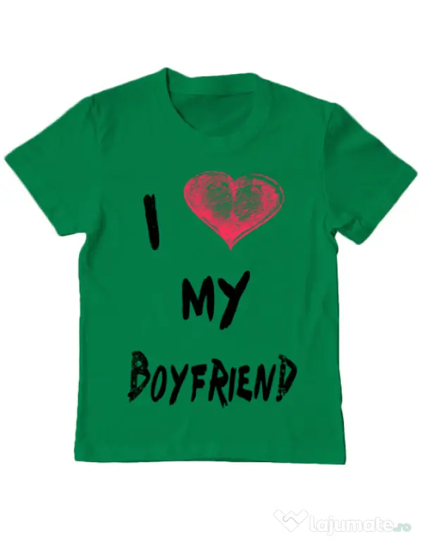 Tricou ADLER copil I love my boyfriend Verde mediu