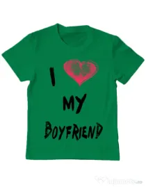 Tricou ADLER copil I love my boyfriend Verde mediu