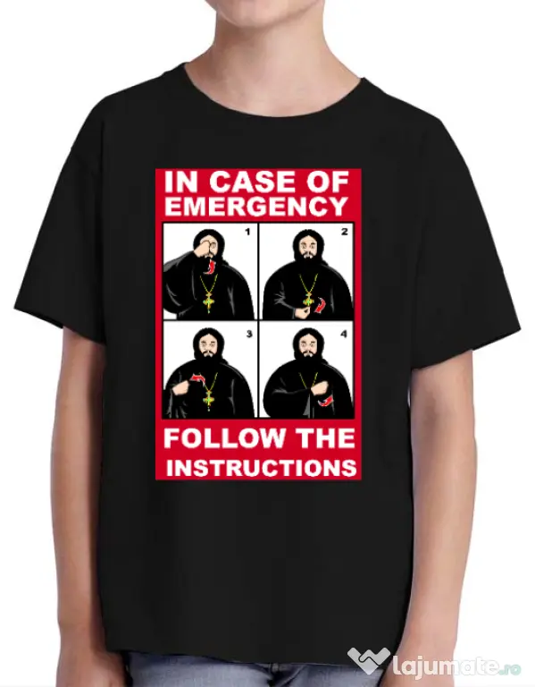 Tricou ADLER copil In case of emergency Negru