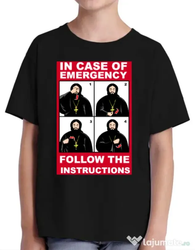 Tricou ADLER copil In case of emergency Negru