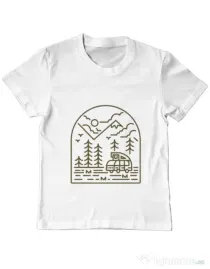 Tricou ADLER copil Into the Mountain Alb