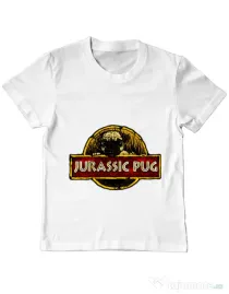 Tricou ADLER copil Jurassic Pug Alb