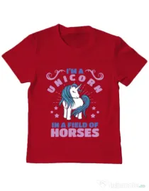 Tricou ADLER copil Just a unicorn Rosu