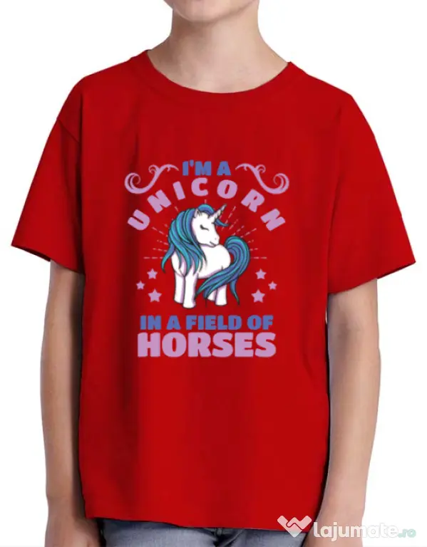 Tricou ADLER copil Just a unicorn Rosu