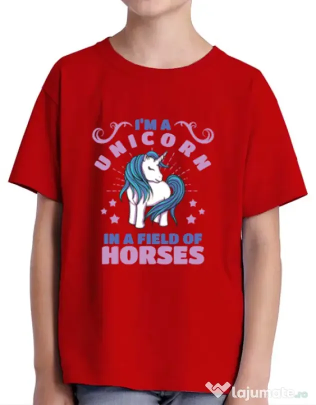 Tricou ADLER copil Just a unicorn Rosu