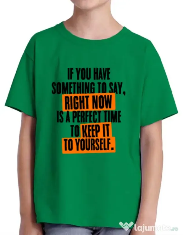 Tricou ADLER copil Keep it to yourself Verde mediu