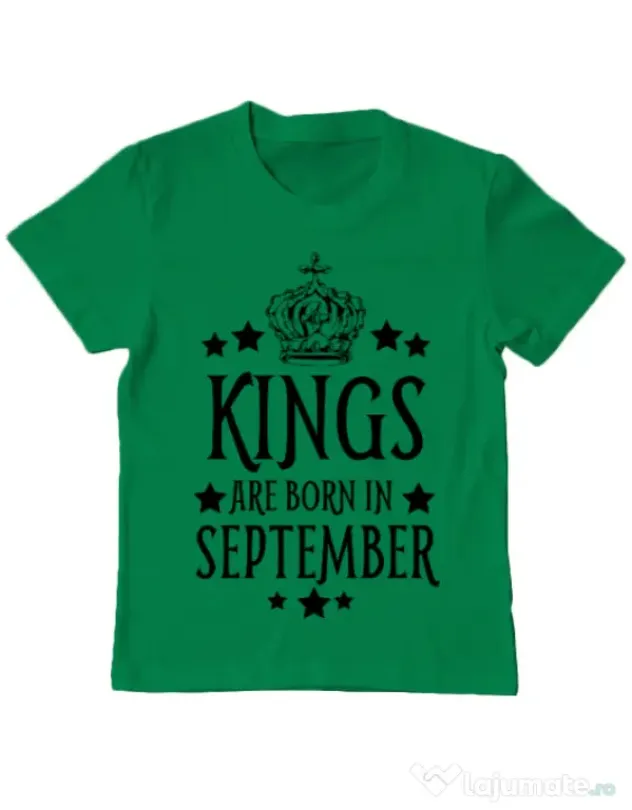 Tricou ADLER copil Kings are born in september Verde mediu