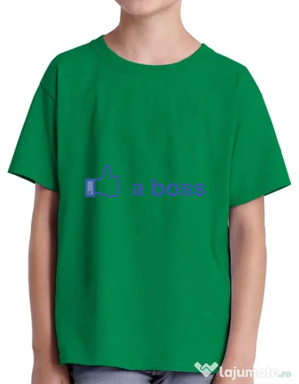 Tricou ADLER copil Like a boss Facebook Verde mediu