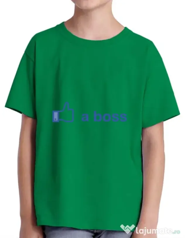 Tricou ADLER copil Like a boss Facebook Verde mediu