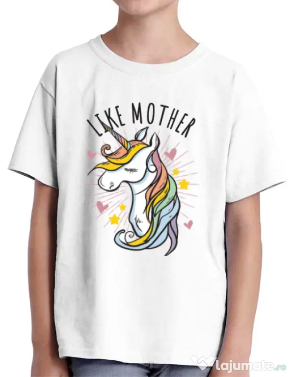 Tricou ADLER copil Like mother Alb