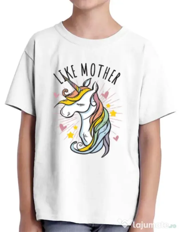 Tricou ADLER copil Like mother Alb