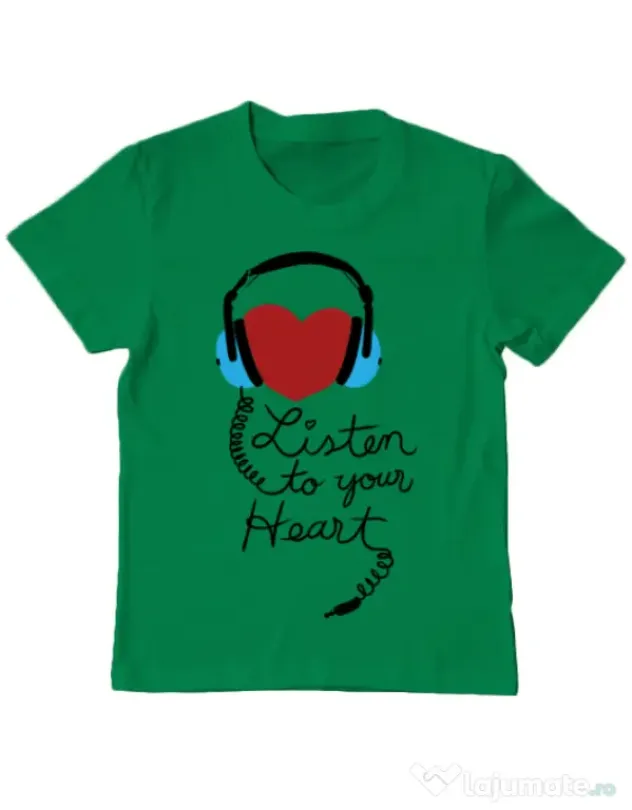 Tricou ADLER copil Listen to your heart Verde mediu