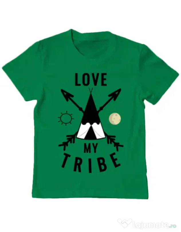 Tricou ADLER copil Love my tribe Verde mediu