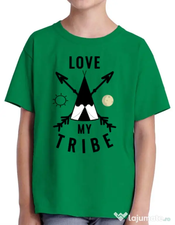 Tricou ADLER copil Love my tribe Verde mediu
