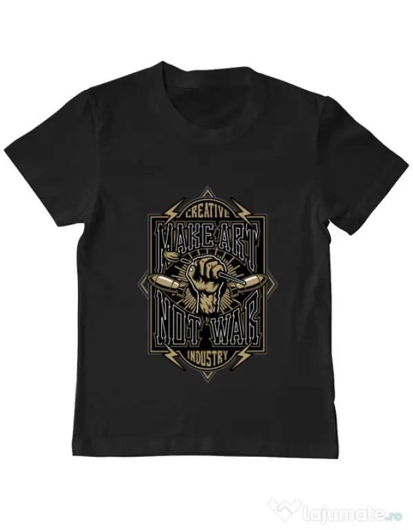 Tricou ADLER copil Make Art Not War Negru