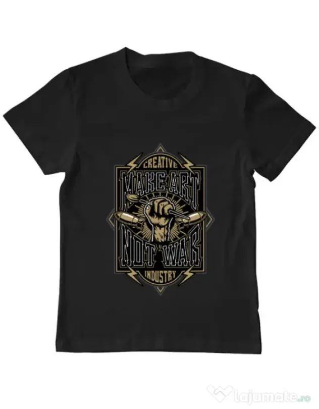 Tricou ADLER copil Make Art Not War Negru