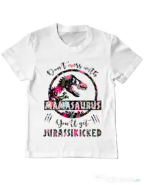 Tricou ADLER copil Mamasaurus Alb