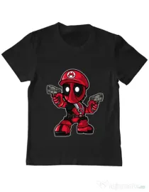 Tricou ADLER copil Mario Deadpool Negru