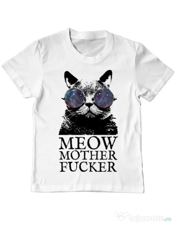 Tricou ADLER copil Meow motherfucker Alb