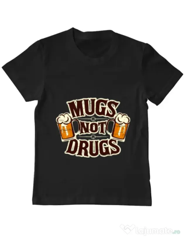 Tricou ADLER copil Mugs not drugs Negru