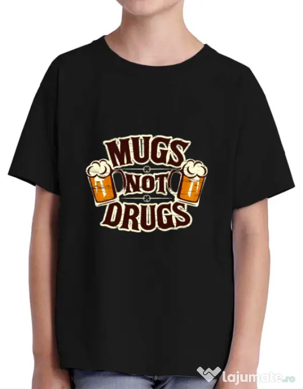 Tricou ADLER copil Mugs not drugs Negru