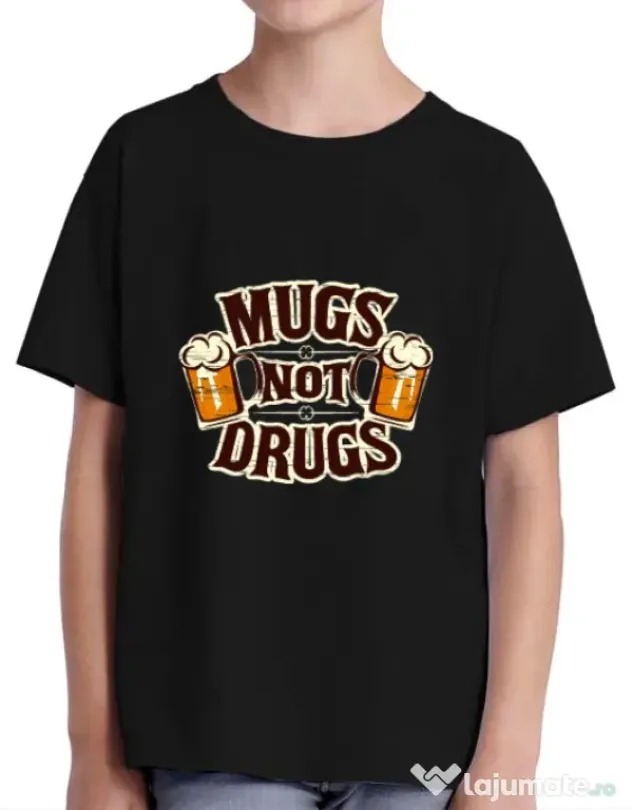 Tricou ADLER copil Mugs not drugs Negru