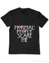 Tricou ADLER copil Normal people scare me Negru