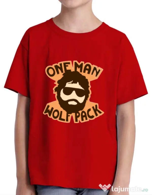 Tricou ADLER copil One man wolf pack Rosu