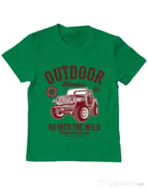 Tricou ADLER copil Outdoor Adventure Verde mediu