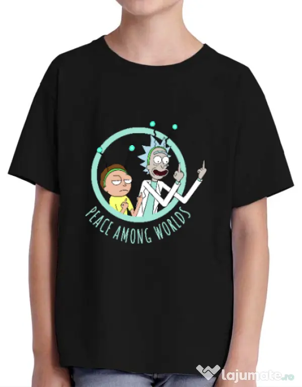 Tricou ADLER copil Peace among worlds Negru
