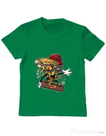 Tricou ADLER copil Pizza Skater Verde mediu