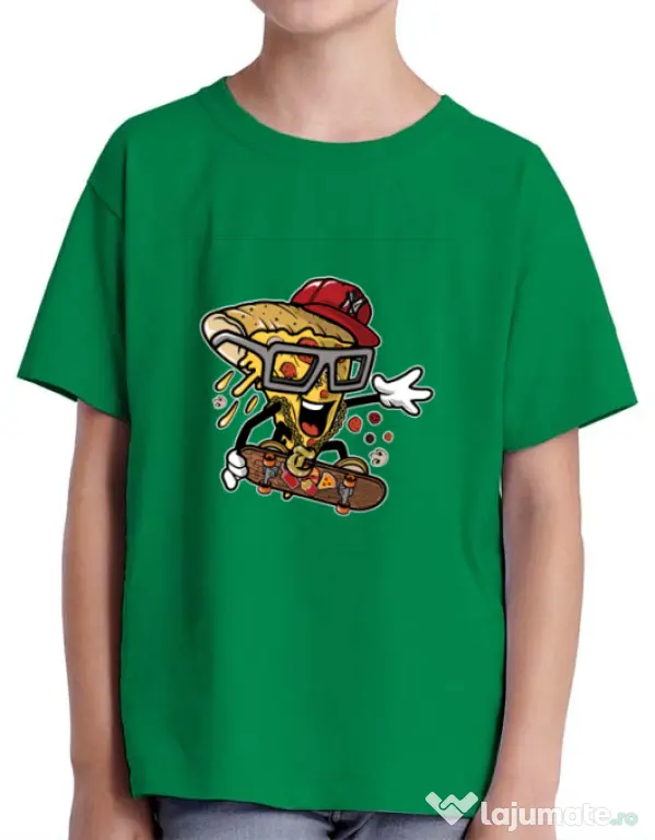 Tricou ADLER copil Pizza Skater Verde mediu