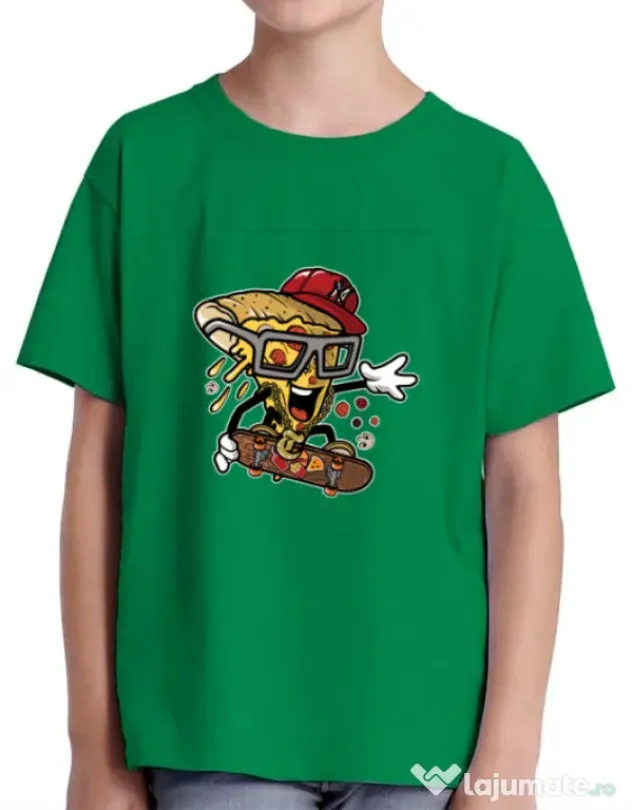 Tricou ADLER copil Pizza Skater Verde mediu