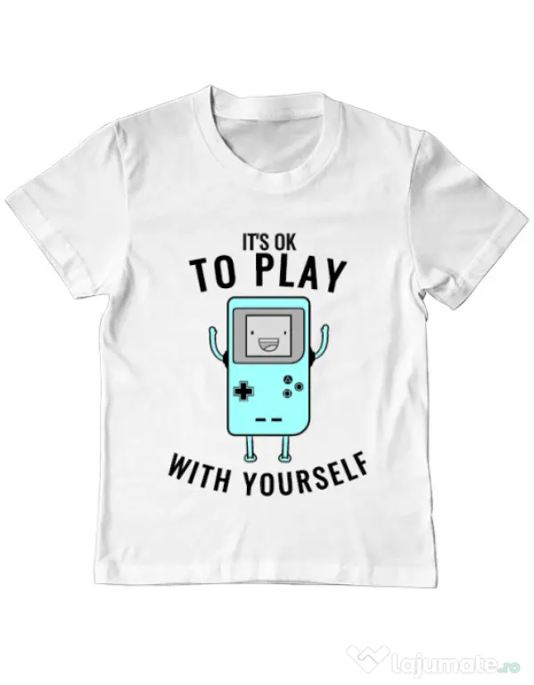 Tricou ADLER copil Playing with yourself Alb