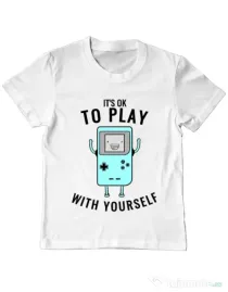 Tricou ADLER copil Playing with yourself Alb