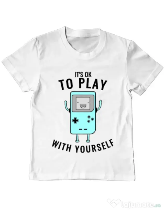 Tricou ADLER copil Playing with yourself Alb