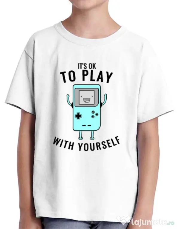 Tricou ADLER copil Playing with yourself Alb